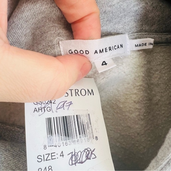 NWT Good American Letter A Fleece Oversize Boyfriend Hoodie Sweatshirt - Picture 8 of 8